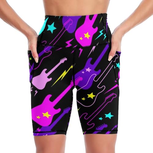 Legging court Guitare en Couleur avec ceinture taille haute et boxer short anti-frottement S