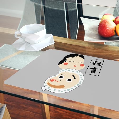 Sets de table souples en liège gris Kyogen - Napperons Japon grand format - 6