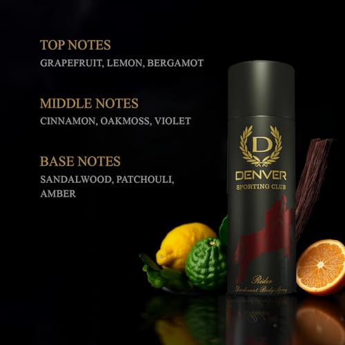 Image of DENVER Rider Deodorant- 180ML Each, Pack of 3| Long Lasting Deodorants Body Spray for Men