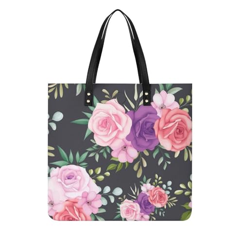 Tote bag imprimé fleur rose pourpre sac de créateur pour femme élégante