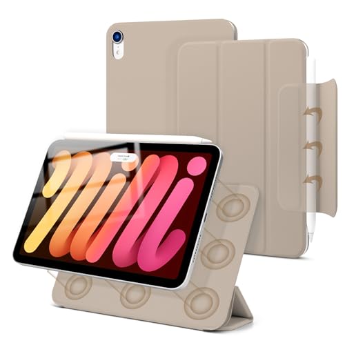 Dwopar Magnetic Case for iPad mini 7 A17 Pro, Slim Smart Folio for iPad mini 7th/6th Generation 8.3 Inch 2024/2021 Model, Lightweight Trifold Stand, Auto Sleep/Wake, Support Pencil Pro, Oat Coffee