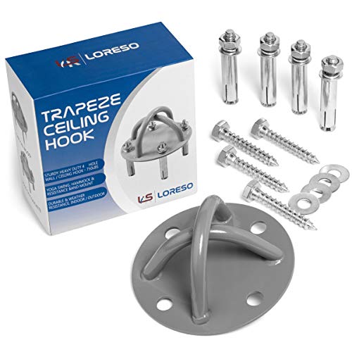LORESO - Anclaje de pared para soporte de pared para correa de sujeción trapecio, columpio de yoga, hamaca, bolsas de boxeo, fuerza corporal y cuerda de batalla