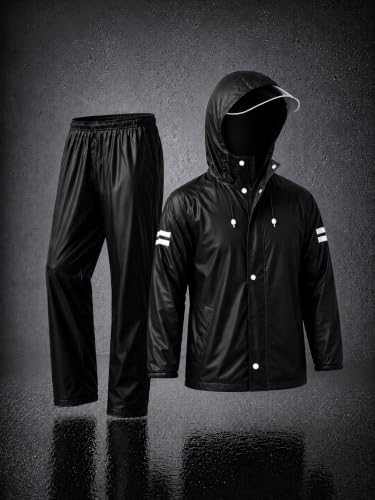 Image of TAGAS Men's Raincoat ||Waterproof for Bike ||Reversible Double Layer with Hood || Set of Top and Bottom With Cap rain Wear