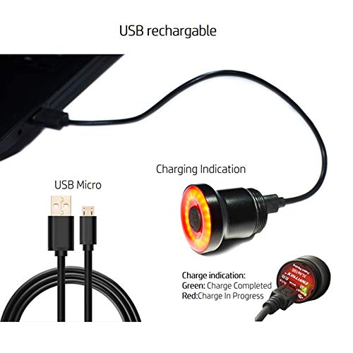 2 luces LED de advertencia de luz trasera recargables, impermeables, USB, para patinete eléctrico Longboard