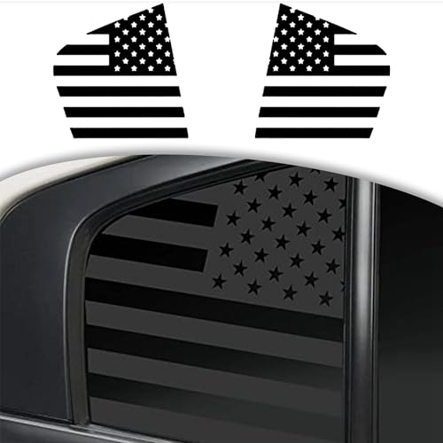 Image of American Flag Decal Car Rear Side Window Sticker Matte Black Rear Quarter Window DIY Sticker Left and Right Side Window Cling Car Exterior Decoration Accessories, for Dodge Charger 2011-2020