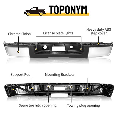 MILLION PARTS Rear Step Bumper Assembly GM1103147 Replacement for 07-13 Chevy Silverado & GMC Sierra 1500 Truck w/o Sensor Holes