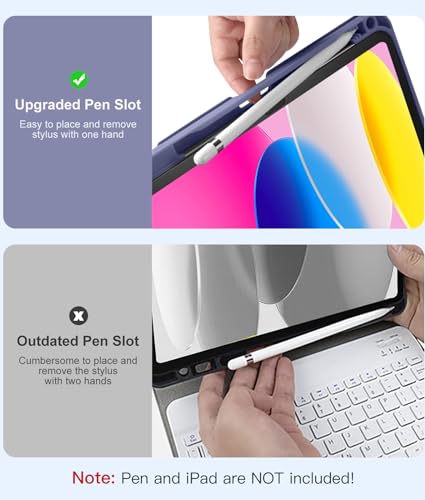 Image of Hamile for iPad 11th 10th Generation Case with Keyboard - 7 Colors Backlit Wireless Detachable Folio Keyboard Cover with Pencil Holder for iPad 11-inch A16 2025 10th Gen 10.9 Inch 2022 (Blue Gray)