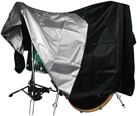 Agustu Drum Set Cover XL - Premium Black Waterproof Cover with Silver Coating for Electric and Electronic Drum Kits - Anti UV-Rays Protects From the Sun Indoor Outdoor Use - Complete with Bag and Microfiber Cloth