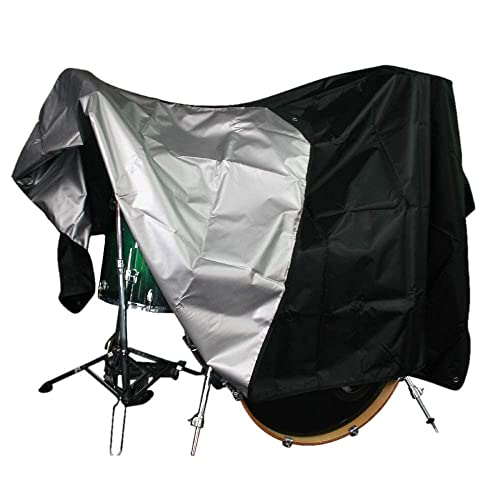 Agustu Drum Set Cover Xl - Premium Black Waterproof Cover With Silver Coating For Electric And Electronic Drum Kits - Anti Uv-Rays Protects From The Sun Indoor Outdoor Use - Complete With Bag And Microfiber Cloth #TOP1