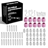RX WELD 64PCS AG60P Plasma Cutter Torch Consumables Electrode Nozzles Cups Kit Galvanized Copper Ceramic AG-60 Consumables