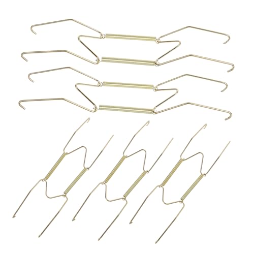 IWOWHERO 5pcs W-Shaped Spring Plate Hangers Invisible Adhesive Hooks for Wire Shelving Easy Wall Mount Plate Holders