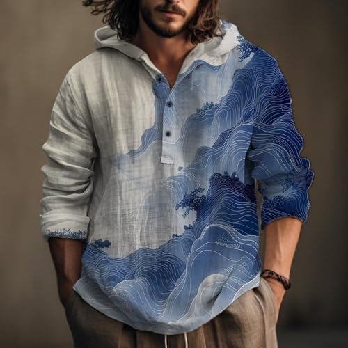 Mens Graphic Hoodies Henley Sweatshirt Hooded Button Down Japanese Art Oversized Hoodie Long Sleeve Shirts2