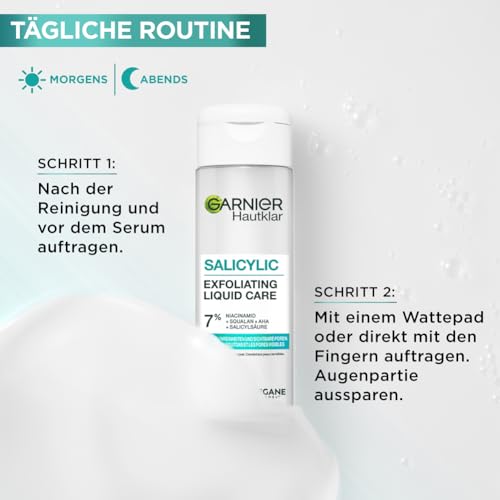 Garnier Salicylic Exfoliating Liquid Care – Toner mit Peeling-Effekt für gemilderte Unreinheiten und einen ebenmäßigen Teint, Gesichtspeeling mit Niacinamide und Salicylsäure, 120 ml 5