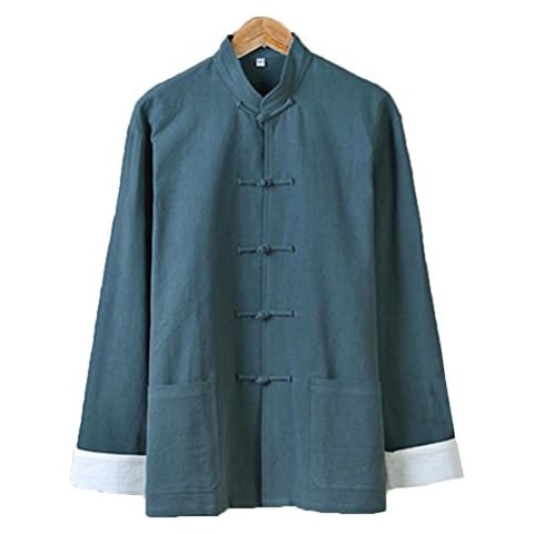 G-Like Kung Fu Uniform Clothing - Chinese Traditional Qi Gong Martial Arts Wing Chun Shaolin Tai Chi Taekwondo Training Cloths Apparel Clothing for Man Women Arthritis - Fiberflax (Green, M) Cover
