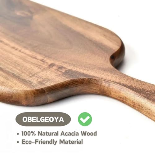 Tabla de cortar rectangular de madera con mango 38x19 cm miniatura 4