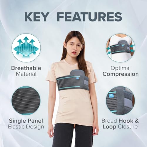 Image of Q DEVICES Rib Belt - Breathable Rib Cage Support & Compression Wrap for Fractured, Bruised, or Broken Rib Relief - Adjustable Thoracic Binder for Men & Women, Post-Surgical Recovery (26-44 Inch)