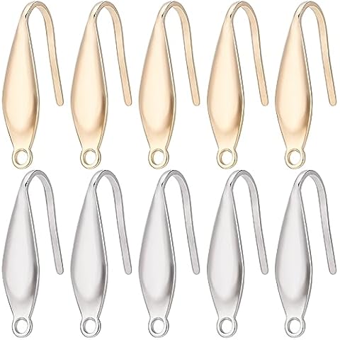 SUNNYCLUE 1 Box 80Pcs Earring Hooks Stainless Steel Ear Wires Fish Hooks 18K Gold Plated Metal Earring Findings Earring Hook with Loops Wide French Earring Hooks for Jewelry Making Supplies Women Cover