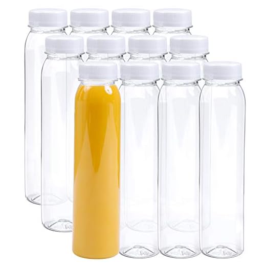 Aneco 12 unidades 12 oz botellas de zumo vacías de plástico redondo con tapas para almacenar agua o bebidas caseras White Lid