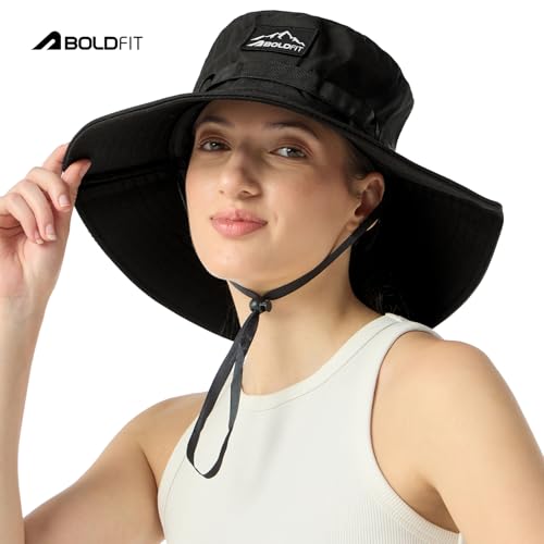 Image of Boldfit Unisex Sun Hat for Men & Women with UPF Protection Wide Brim Outdoor Adjustable Fit, Breathable Fabric, Moisture-Wicking & Packable Design-Ideal for Hiking, Trekking, Fishing, Beach & Travel