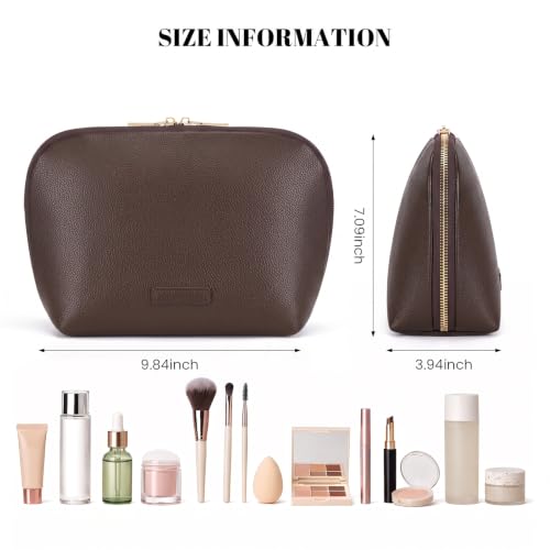 HiTotes Travel Makeup Bag Leather Cosmetic Pouch Stand Up Toiletry Bag — view 6