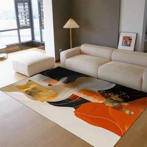 Tapis d'intérieur antidérapant géométrique noir 90x150cm - 3