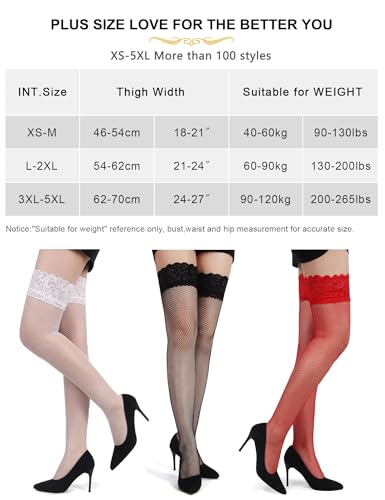 Liguero sexy para mujer con 6 clips y medias rejilla de encaje negro 3XL-5XL 6