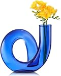 Joeyan Small Glass Vase for Flowers, Bud Vases Single Flower Vase Minimalism Style Mini Flower Vases for Table Decorative Living Room Decor Aesthetic Bedroom Accessories Home Decor, Blue