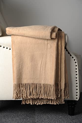 Ep Mode Fringed Mulberry Silk Throw Blanket For Sofa (Rugby Tan) #TOP3