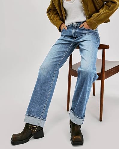 LifeShe Cuffed Jeans for Women Mid Rise Stretchy Straight Leg Jeans Casual Boyfriend Denim Pants4