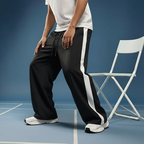 Image of dockstreet Straight Wide fit Long Length Open Bottom Jogger for Men /Trending Multi Pocket Style, Relaxed Casual Pants for Men