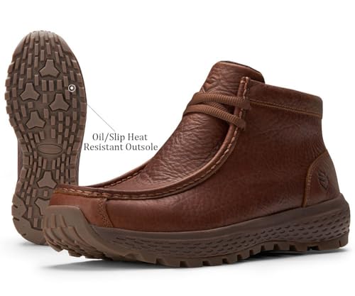 Image of SUREWAY Men's Chukka Boots,Fashion and Comfort Driving Shoes,Lightweight Durability Leather Moc Toe Work Boots