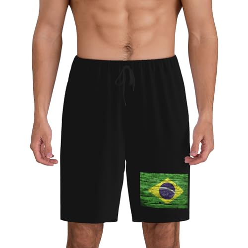 Flag of Brazil Pajama Shorts for Men, Men's Pajama Bottoms, Sleepwear for Summer