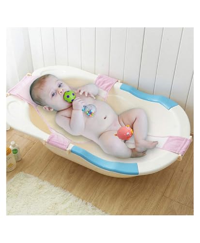 Image of SYGA New Baby Bathtub Mesh Seat Support Sling Net Infant Bath Blue Tub Hammock(Pink)