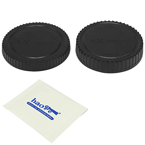 Haoge Camera Body Cap and Rear Lens Cap Cover Kit for Samsung NX Mount Camera Lens Such as NX1 NX5 NX10 NX20 NX30 NX200 NX210 NX300 NX300M NX500 NX1000 NX1100 NX2000 NX3000 NX3300