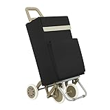 WEIDA Carro de la Compra 4 Ruedas | Bolsillo Exterior Térmico, Mango Ergonómico y Bolsa Impermeable Ideal para Congelados | Chasis con Apoyo Delantero y Base Abatible (1, Negro Mate)