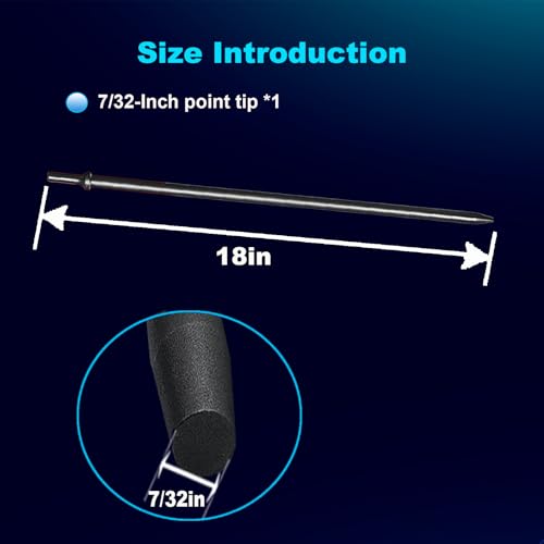 Image of Pneumatic Round Taper Punch Chisel 7 /32 inch x 18 inch Point Tip, 0.401 Inch Shank Air Tool Suitable for Air Hammer, Cr-Mo Alloy Steel