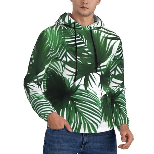 Fashion Men'S Hoodie Long Sleeves Hooded Sweatshirt Casual Pullover Palm Leaf Printed Hoodies For Men