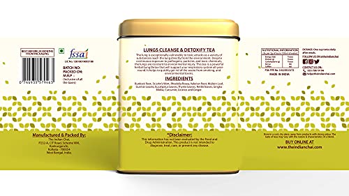Image of The Indian Chai - Lung Cleanse & Detoxify Tea 200g | Anti Smoking Herbal Tea with Burdock Root, Valerian Root, Mullein Leaf, Eucalyptus Leaves & more