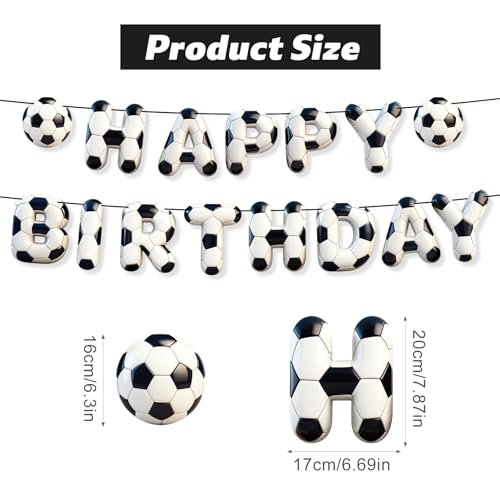 Image of Sport Birthday Banner, 3D Sport Theme Happy Birthday Banner (Soccer)