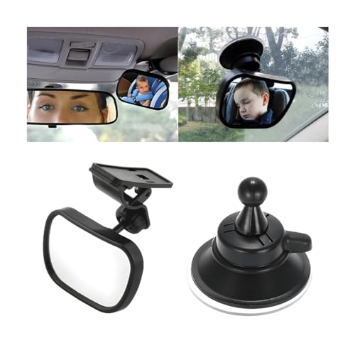 JNNJ Bebé Espejo Retrovisor, 360° Ajustable Espejo Seguridad Para Niños, Espejo Para La Contramarcha Del Bebé Con Clip Y Ventosa, Irrompible Interior Accesorios De Seguridad Infantil Para El Coche