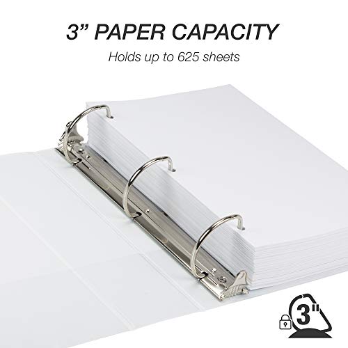 Image of Samsill Durable 3 inch 3 Ring Binder, D Ring Binder,100% Recycled Chipboard, White, 2 Pack