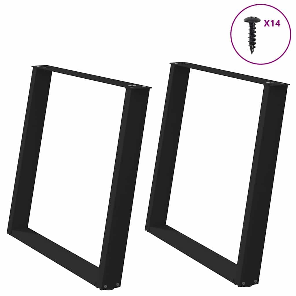 Gambe Tavolo U-Form 2 Pezzi Nero Acciaio 72 cm