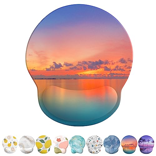 Image of eulps Mouse Pad with Wrist Rest, Comfortable Computer Mousepad with Gel Wrist Support Smooth Surface and Non-Slip PU Base for Pain Relief, Laptop, Office & Home (Oceanic Sunset)
