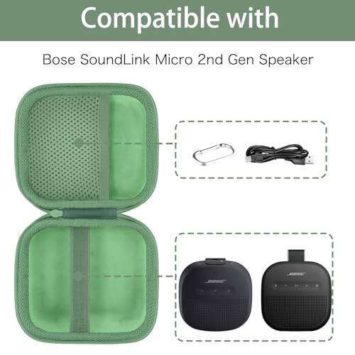 Image of for Bose New SoundLink Micro 2nd Gen Portable Bluetooth Speaker Hard Protective Case, Portable Travel Case with Carabiner (Grass Green) - co2CREA