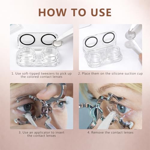 Image of Contact Lens Applicator Tool - Essential Tools Set with Removal Tweezers, Scleral Lens Inserter, Lens Case, Contact Lens Eyelid Wearingtool, Old
