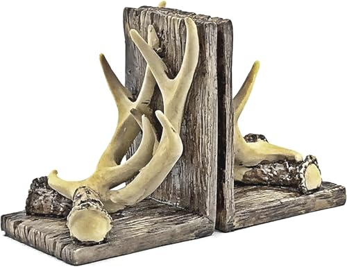 Bellaa Decorative Bookends Deer Antler Unique Vintage Book Ends Shelves