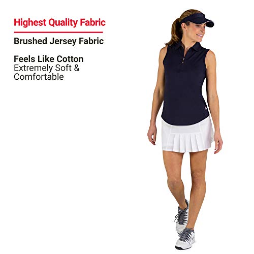 Jofit Apparel Women’s Athletic Clothing Jacquard Sleeveless Polo For Golf & Tennis, Size X-Large, Midnight #TOP4