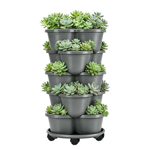 Generisch Jardinera vertical apilable de 5 niveles, para el jardín, para el hogar, interior y exterior, jardín, terraza, balcón, flores y