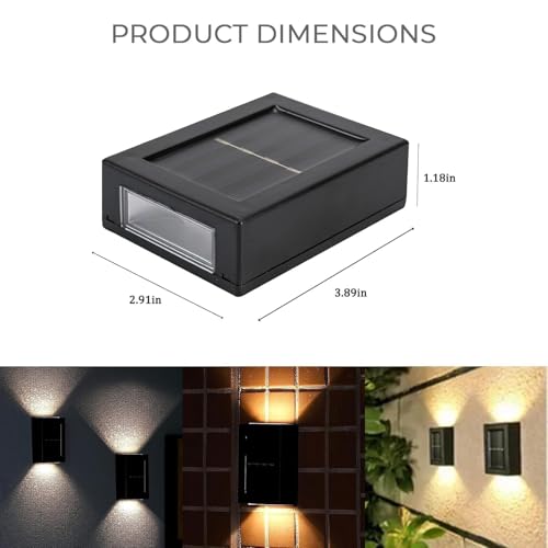 Image of KoFee Solar Wall Light Exterior Porch Lights Fence Fixture Deck Patio Decor Water Resistant Modern Sconce for Outdoor Backyard Garden (Pack of 1)