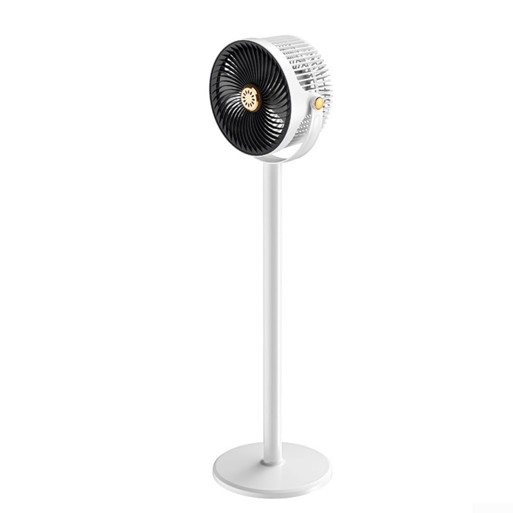 Quiet 360 Degree Oscillating Standing Fan with 5 Speeds and Aromatherapy Function Adjustable Height from 28cm to 86.5cm Rechargeable via Type C with 4000mAh for B(White gray)
